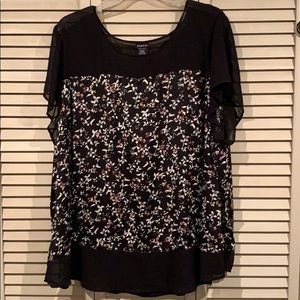 Torrid Black Floral Pink Blouse
